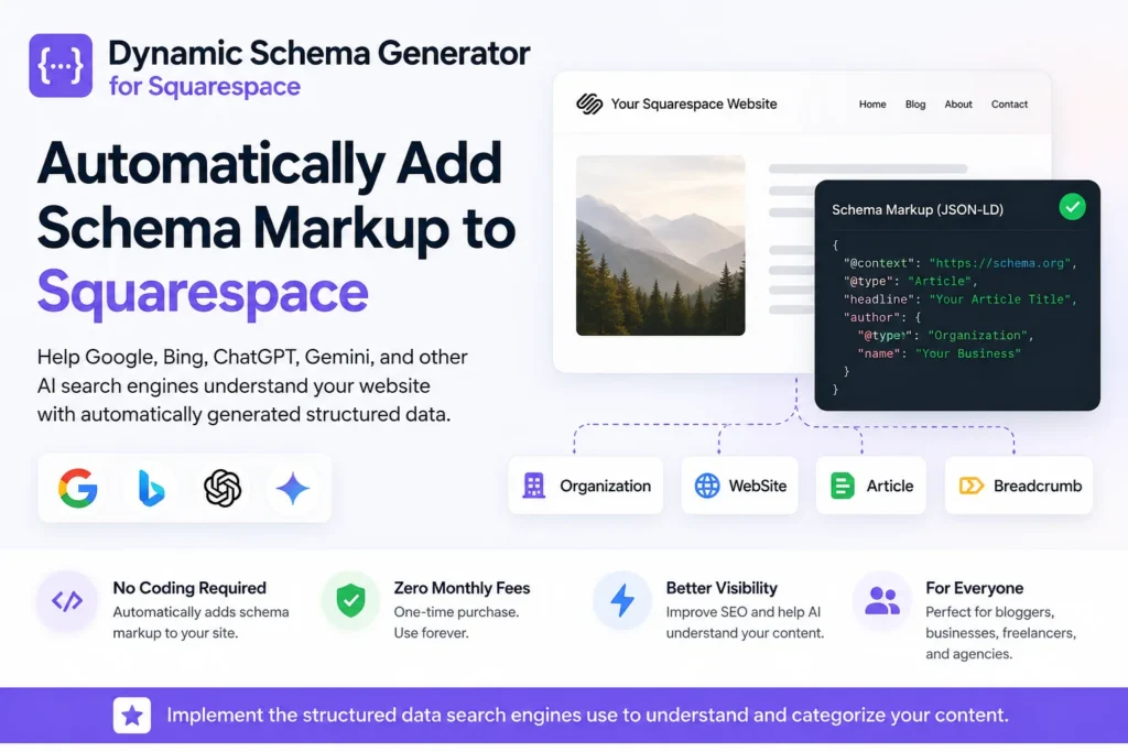 Dynamic Schema Generator plugin interface for Squarespace
